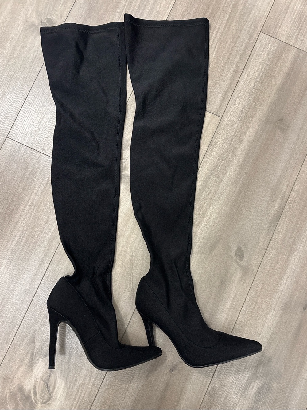 Forever 21 Black Over-The-Knee Pointed Stiletto Boots